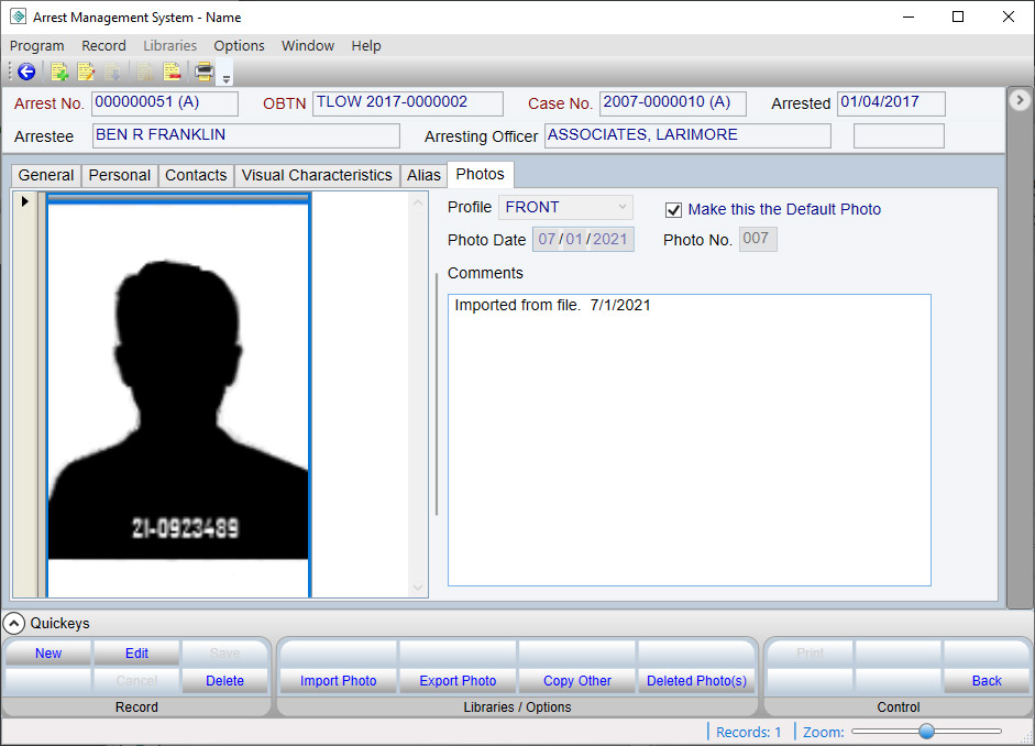 RMS Arrest/Booking System Larimore Associates Customized Public