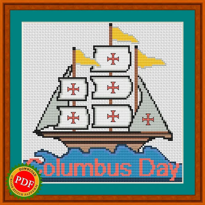 Columbus Day Cross Stitch Pattern Happy Columbus Day LarisaXStitch