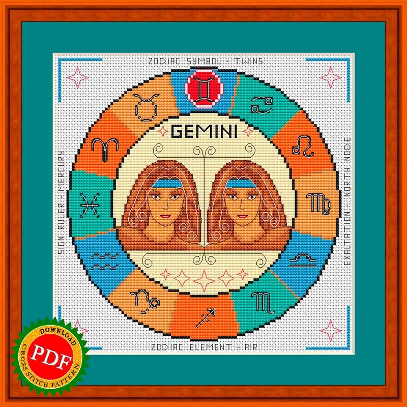 Gemini Cross Stitch Pattern Gemini Zodiac Sign LarisaXStitch Your