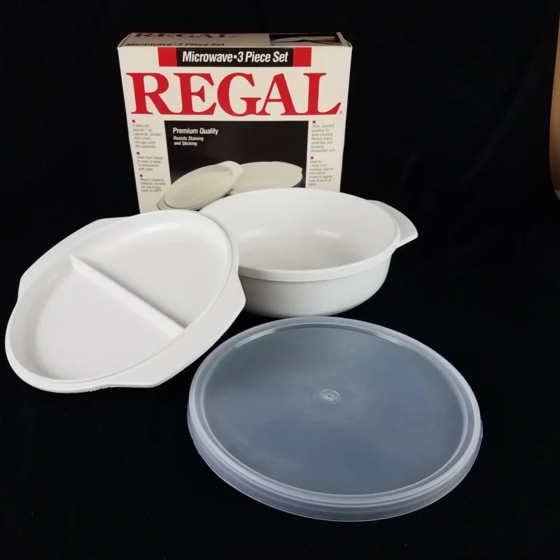 Vintage Regal Ware 1 Quart Casserole Dish Divided Lid Microwave