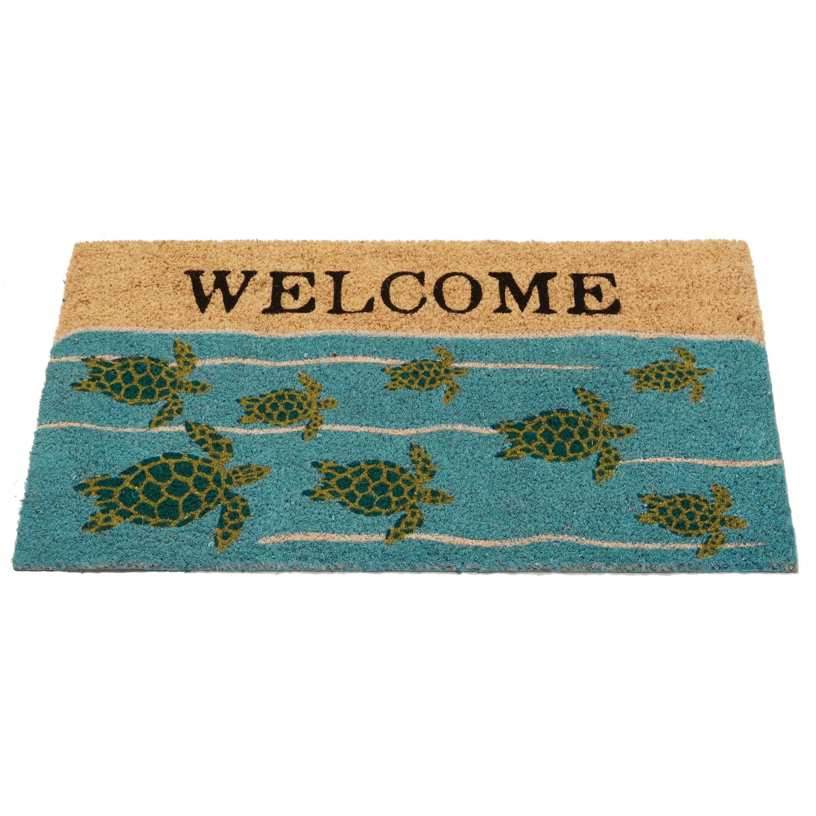 Sea Turtles Natural Fiber Printed Coir Doormat 18x30 Home Furnishings by Larry Traverso, LLC