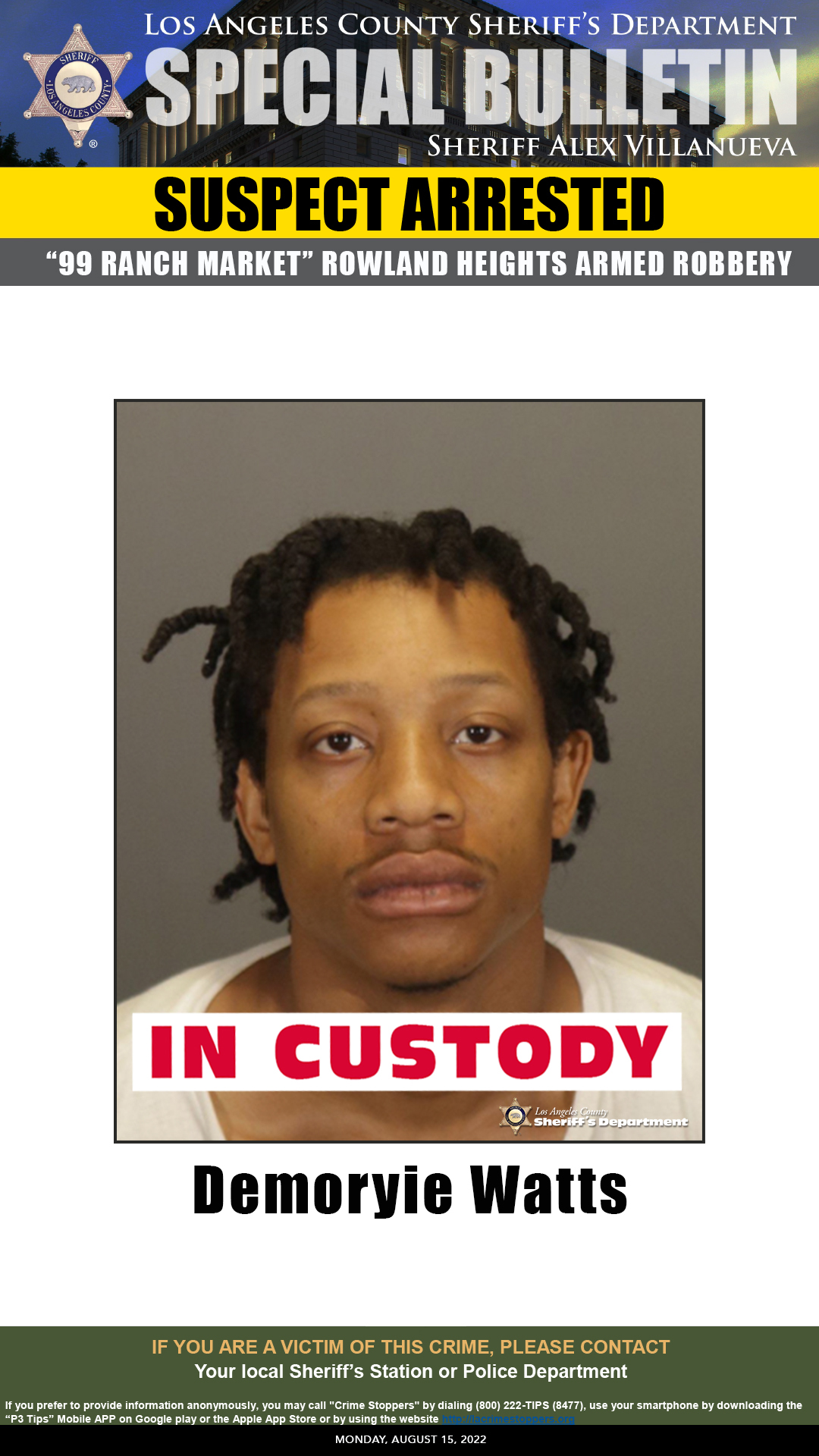 Rowland Heights Robber Suspect arrested