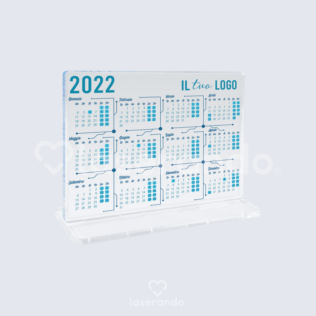 Calendario in plexiglass con base stampato Laserando.it