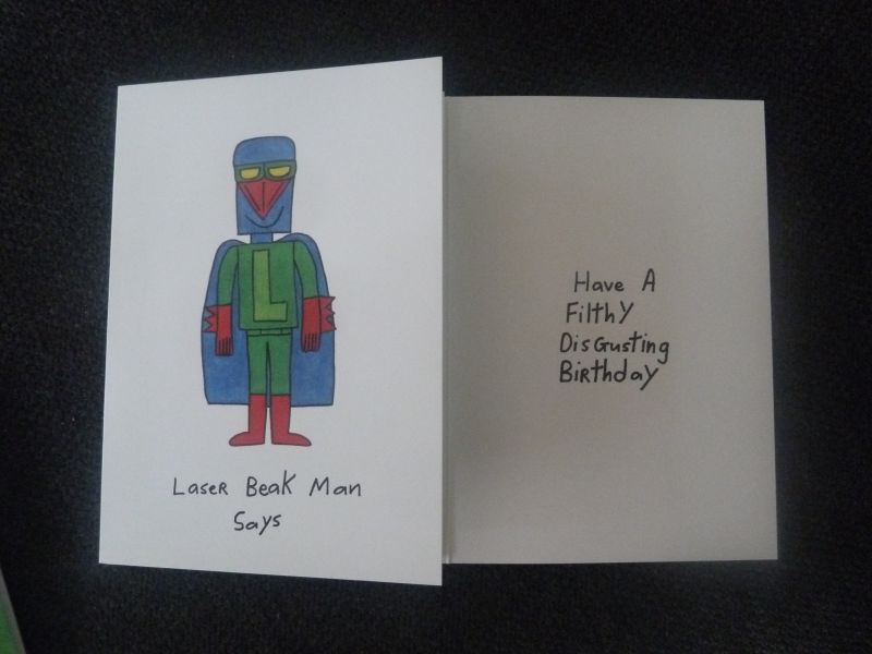 4x Filthy Disgusting Birthday Cards w/ Envelopes Laser Beak Man by