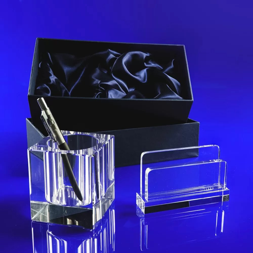 Desktop Gift Set Corporate Personalised Gifts Laser Crystal