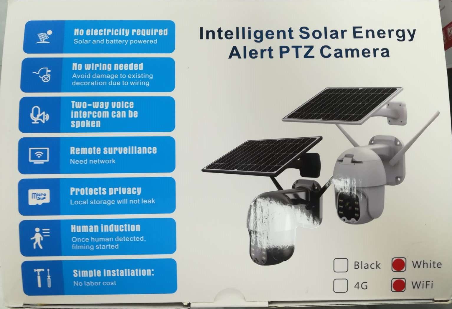 WiFi solar Camera, Intelligent Solar Energy WiFi Alert PTZ Camera with