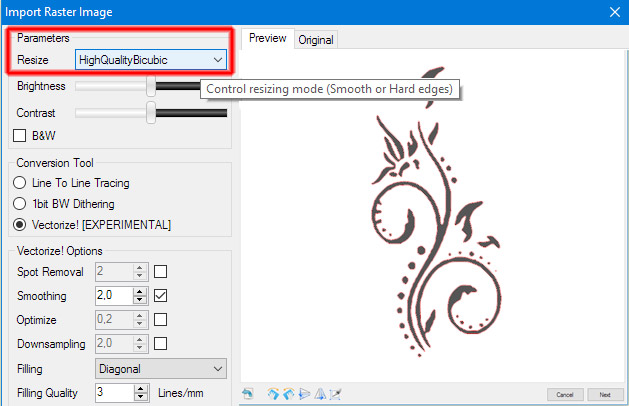 Import parameters LaserGRBL