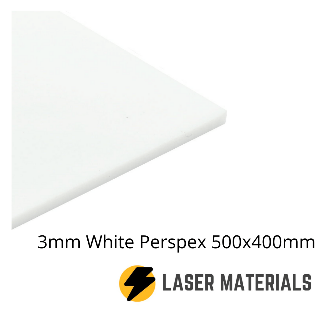 3mm White Perspex 600x400mm lasermaterials.ie