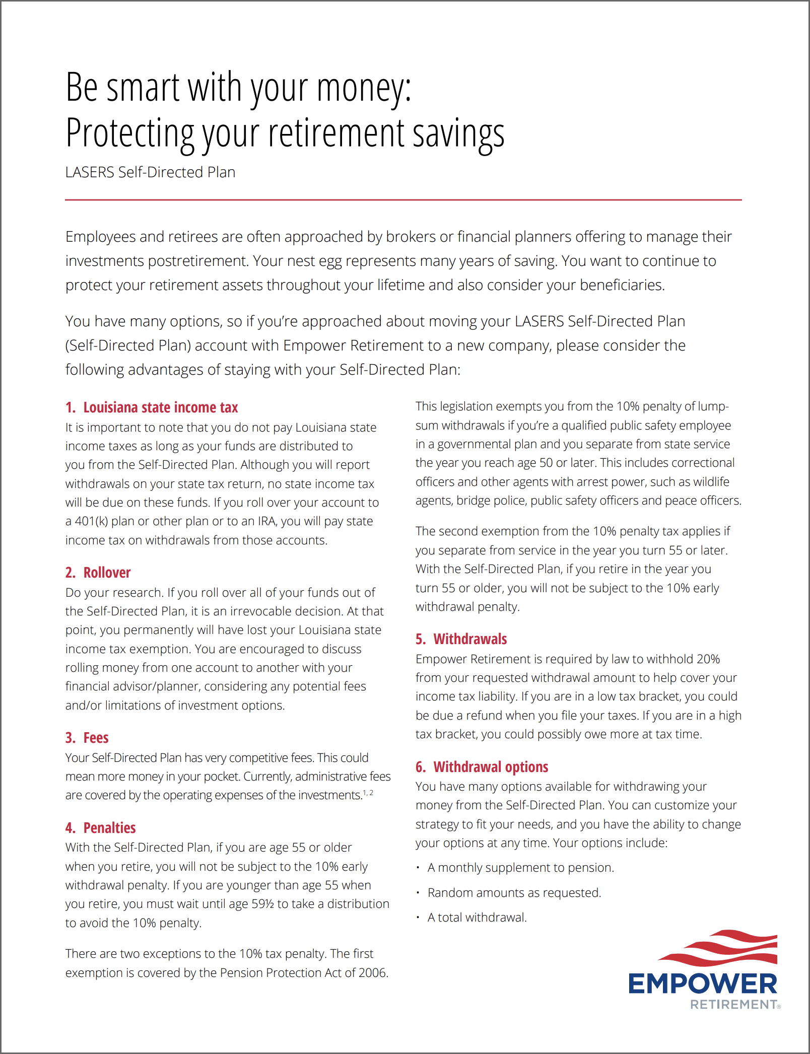 SelfDirected Plan LASERS
