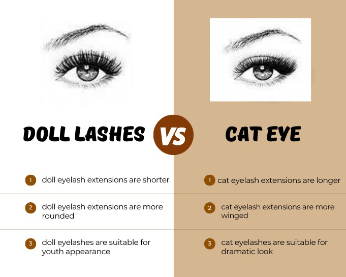 Cat Eye vs Doll Eyelash Extensions What's the Difference? Lash