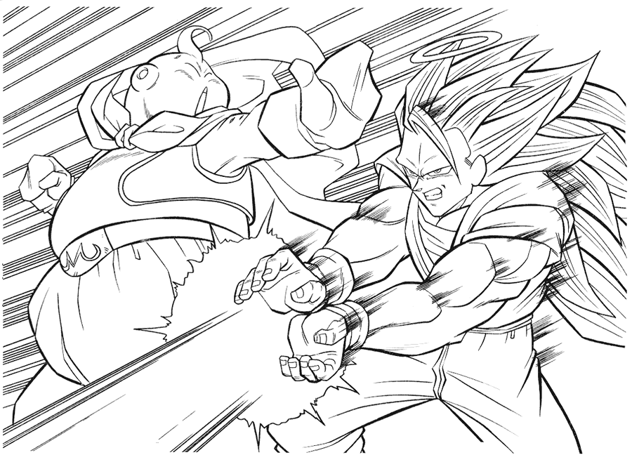 Goku Fase 3 Para Colorear