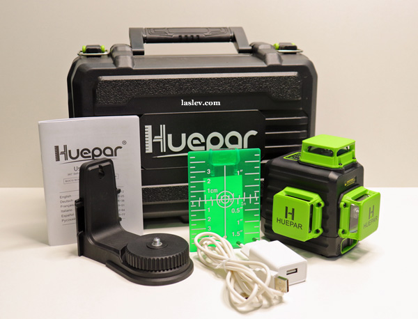 Review green laser level Huepar B03CG. Alignment, tests and instructions