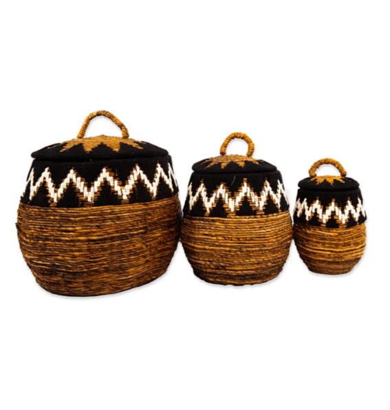 A Set Of 3 Natural White Laundry Basket Dayak L'atalier A Bali