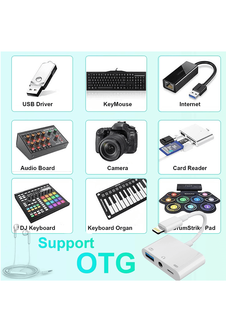 3 In 1 Lightning To USB + 3.5mm + Lightning Adapter – LatestGadget