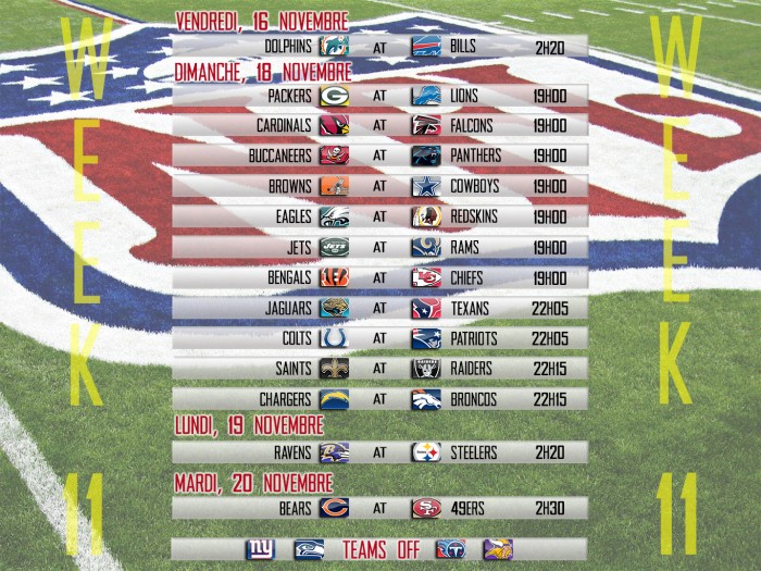 Calendrier NFL made by Seven Entertainment Latest Huddle