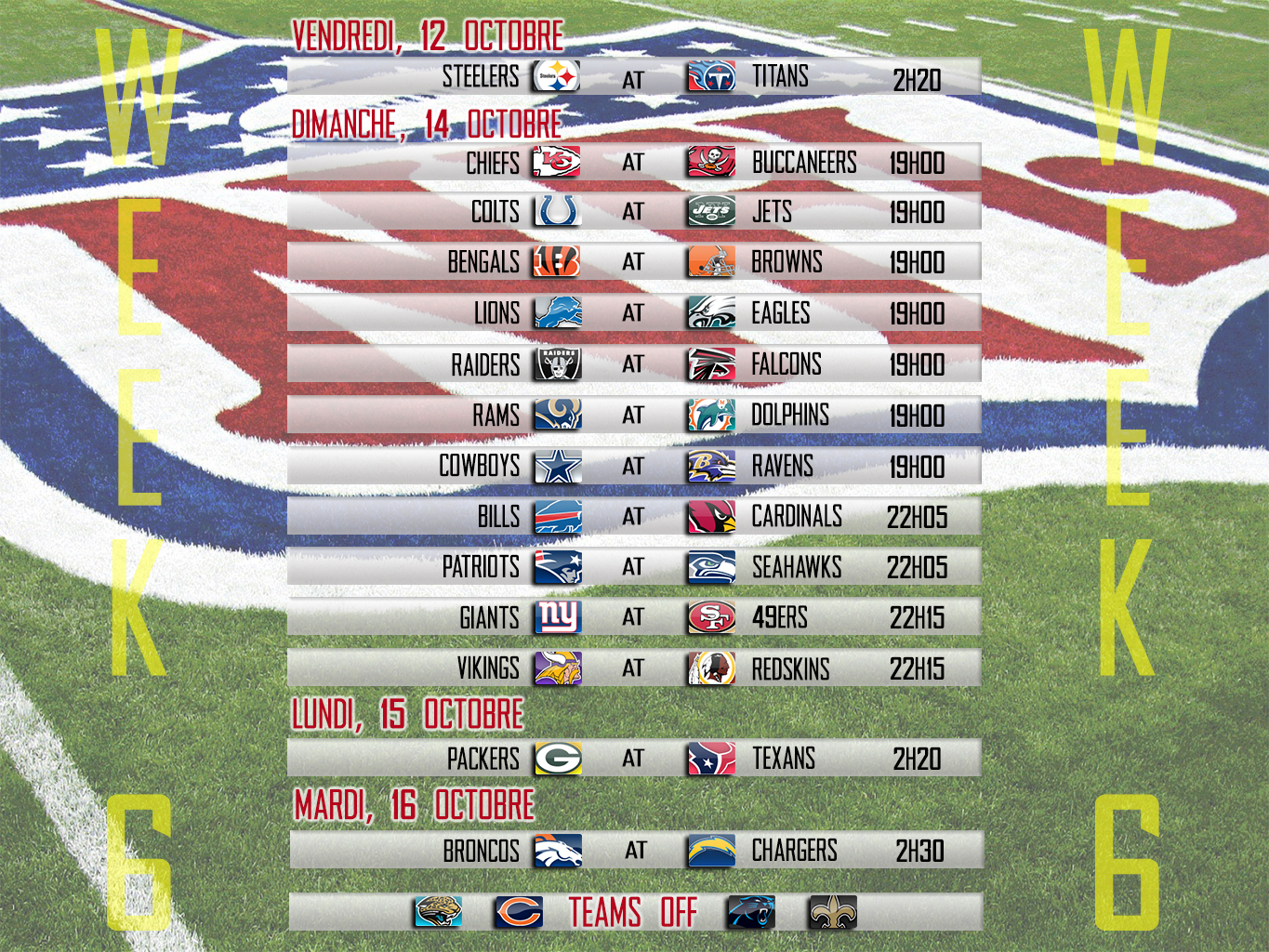 Calendrier NFL made by Seven Entertainment Latest Huddle