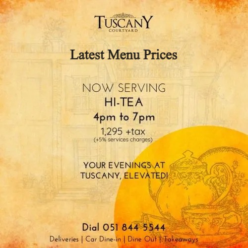 Tuscany Courtyard Islamabad Menu Prices Fresh Menu Prices