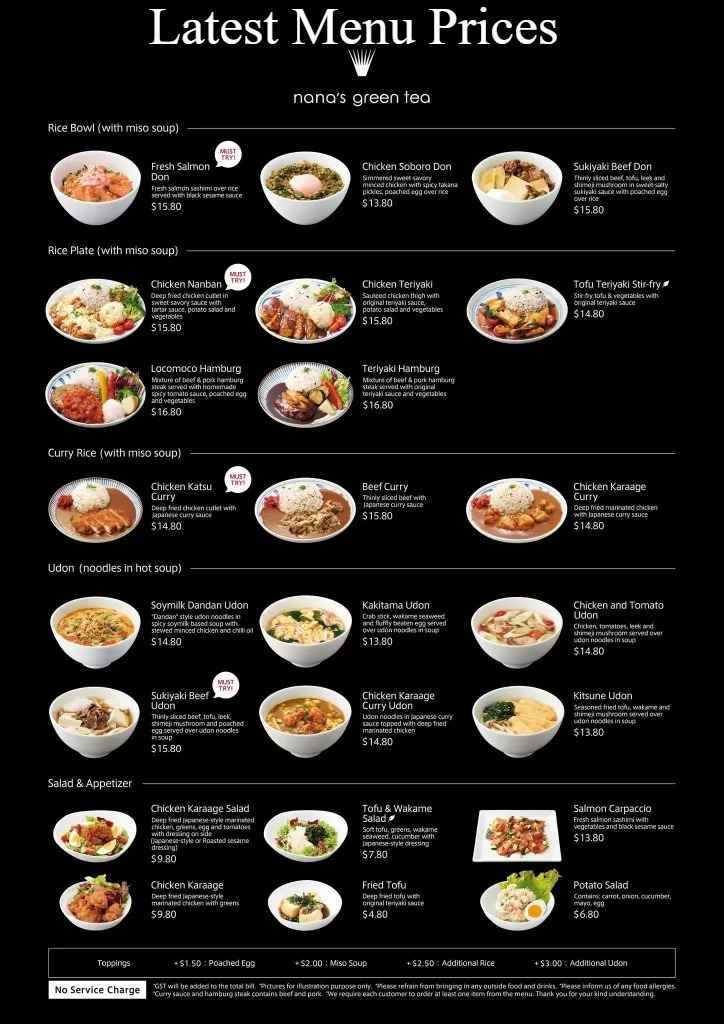 Nana's Green Tea Menu Prices Fresh Menu Prices