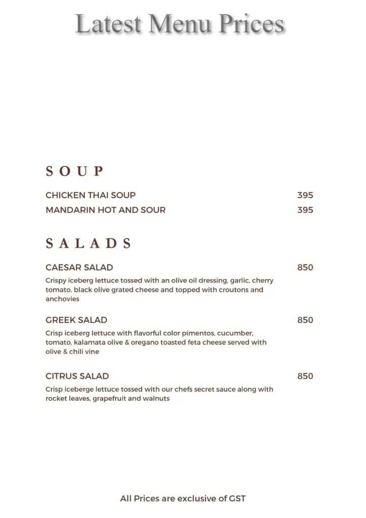 Coconut Grove Karachi Menu Prices Fresh Menu Prices