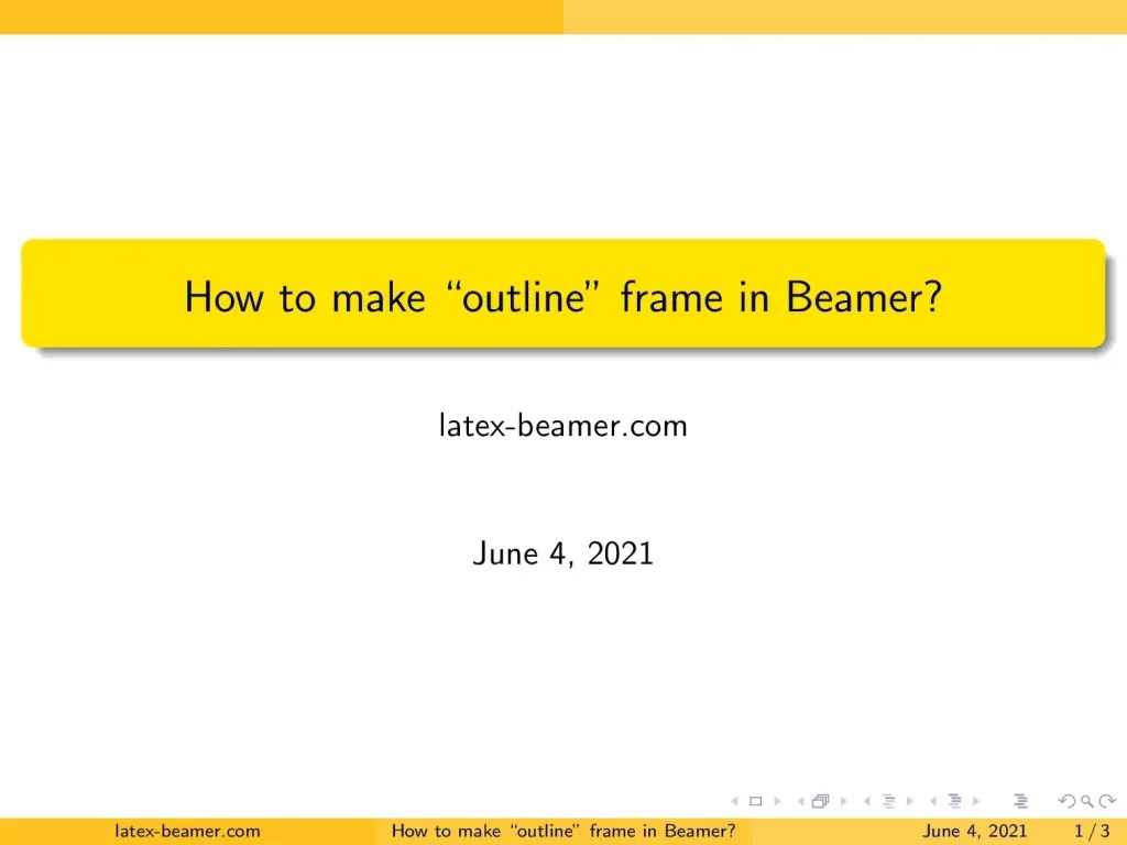 Create Table of Contents in Beamer LaTeX Beamer