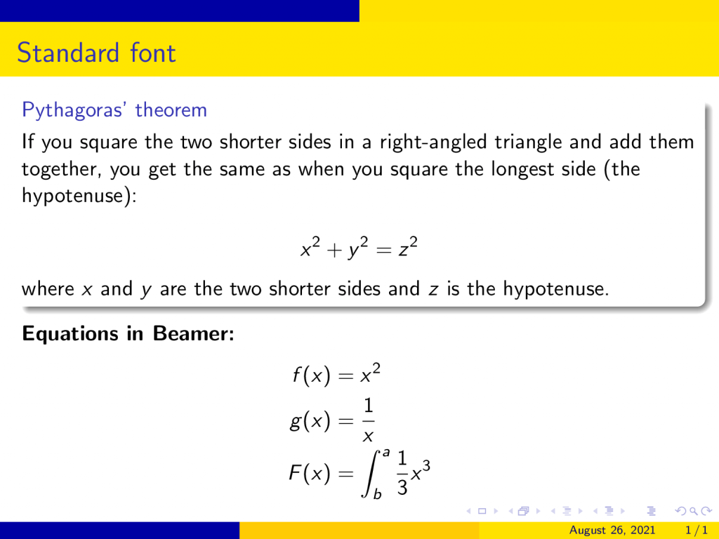 Change Math Font style in Beamer LaTeX Beamer