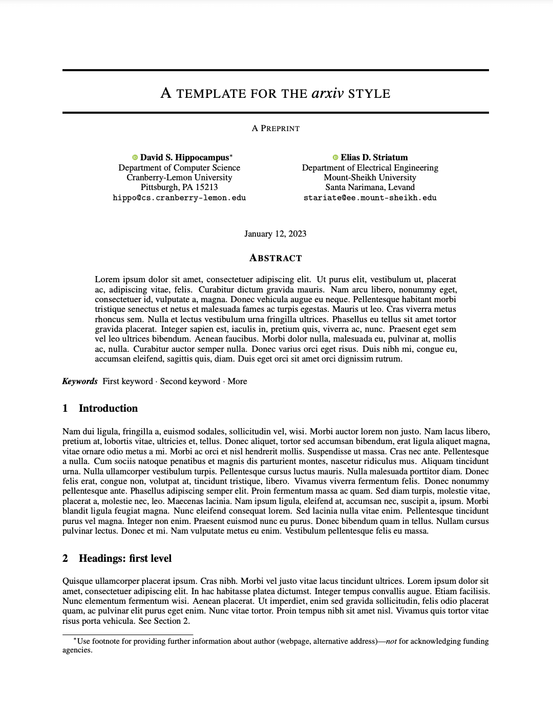 A template for the arxiv style TeXPage