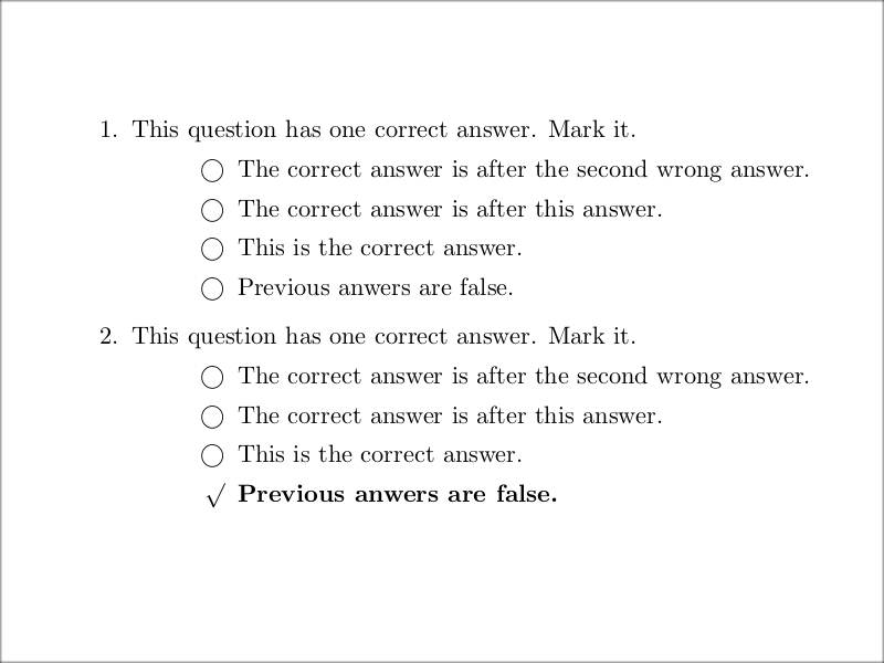 Typesetting Multiple Choice Questions in LaTeX