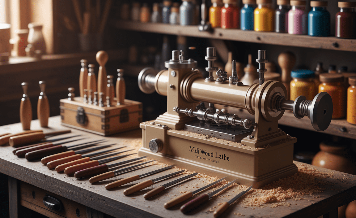 Midi Wood Lathe With Accessories
