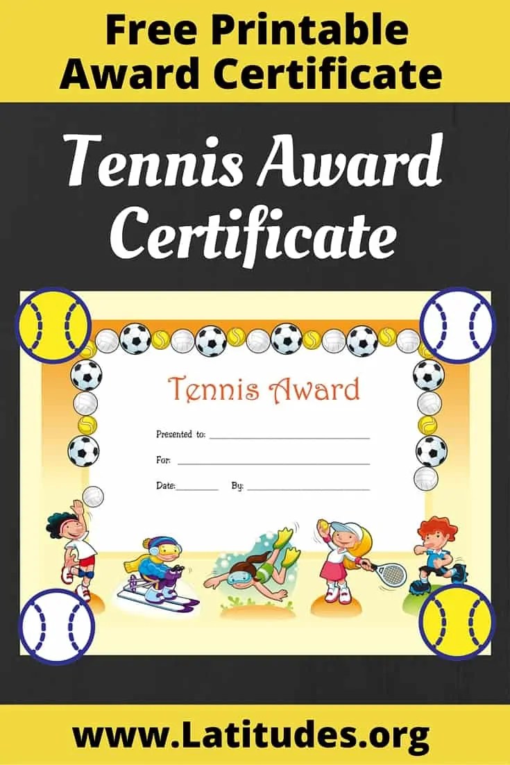 FREE Award Certificate for Tennis (Primary) ACN Latitudes