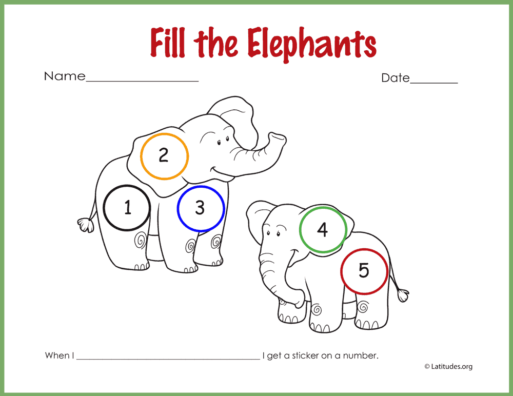 Fill the Elephants Sticker Behavior Chart (Fillable) ACN Latitudes