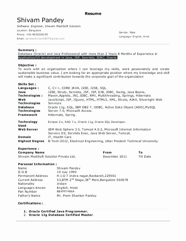Oracle Sql Developer Resume Mryn Ism