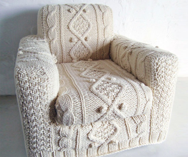Armchair Cover That Looks Like a Cable Knit Sweater
