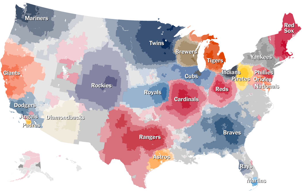 A Series of Interactive Maps Showing Preferred Major League Baseball