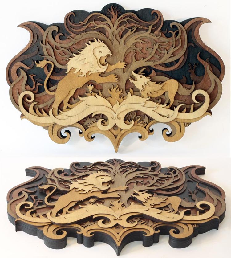 Wonderfully Intricate Laser Cut Wood Art