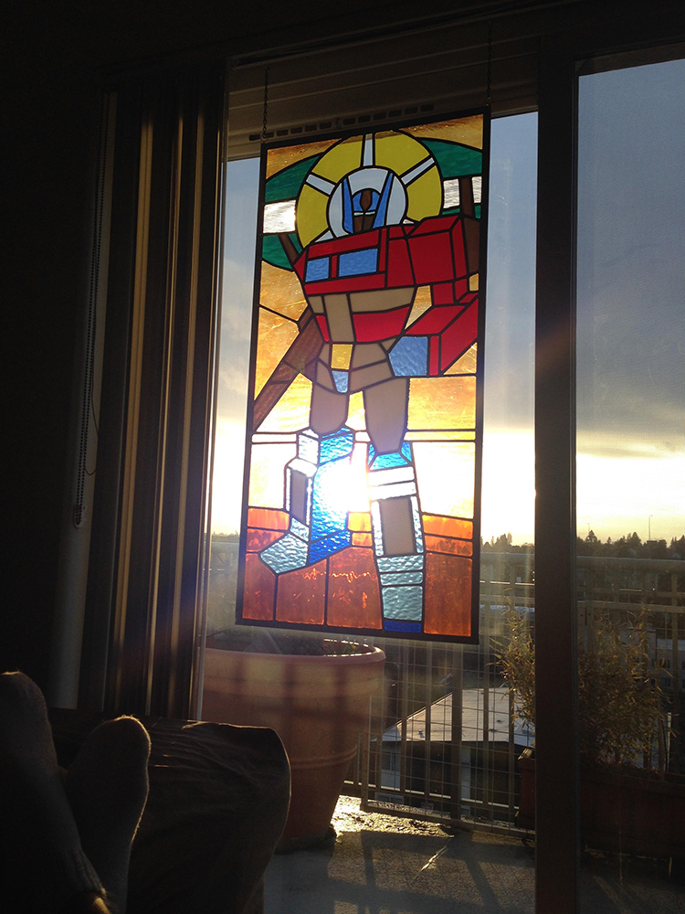 ‘St. Optimus of Prime’, A 122Piece Stained Glass Design Depicting
