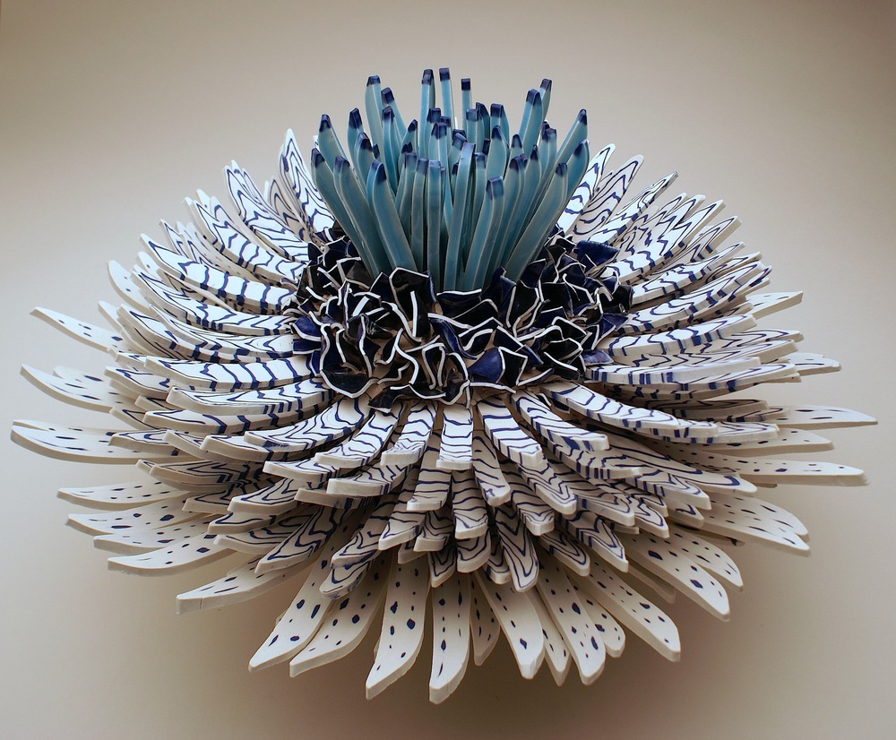 Flowers Sculptures Created With Thousands of Blue and White