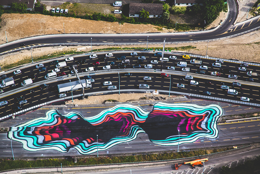 ‘Le Périphiérique’, German Artist 1010 Creates A Giant Optical Illusion