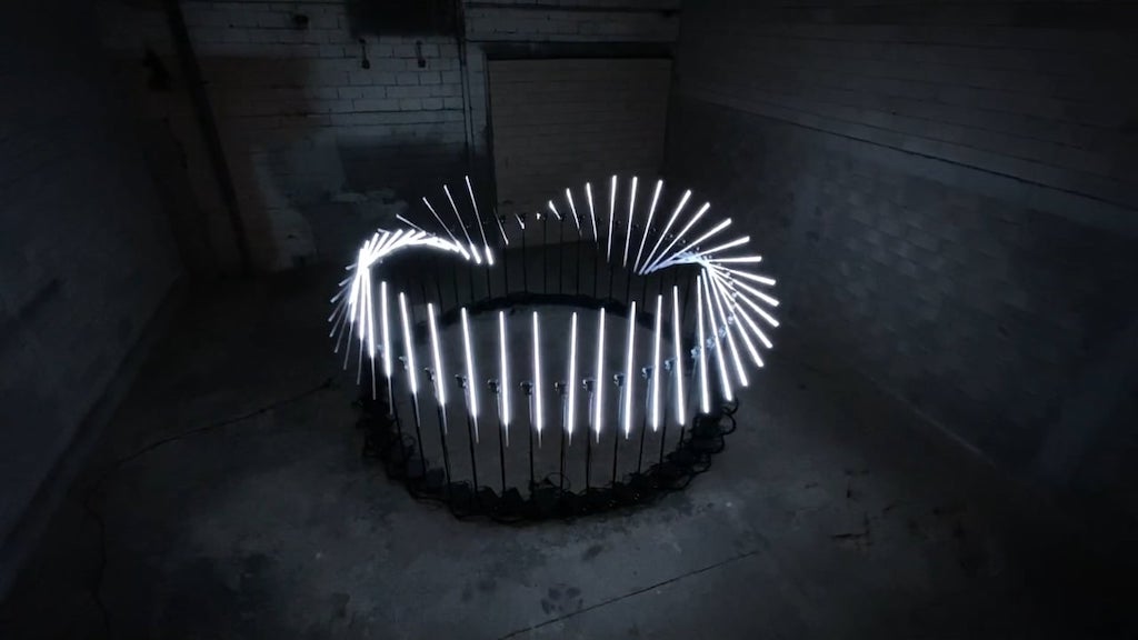 A Wondrous Light Sculpture Made With Rotating Line Lights That