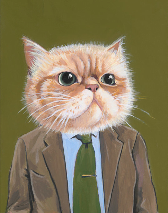 Cat in Clothes, Adorable Paintings by Heather Mattoon
