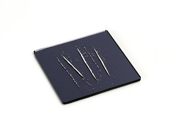 The Night You Left, Mirrored Drink Coasters With Digital Lines of Coke