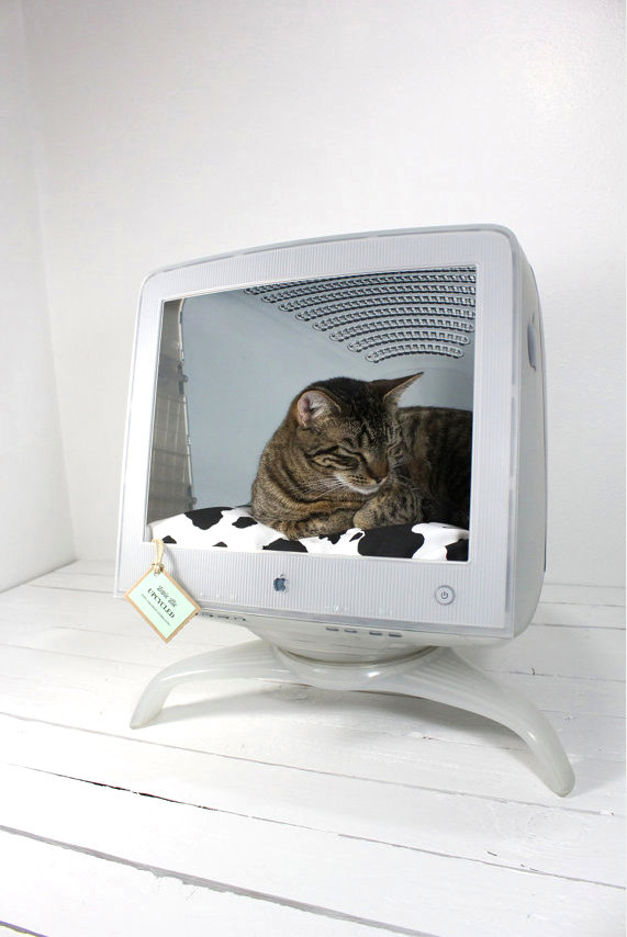 Adorable Pet Beds Made From Vintage Televisions & Apple Computers