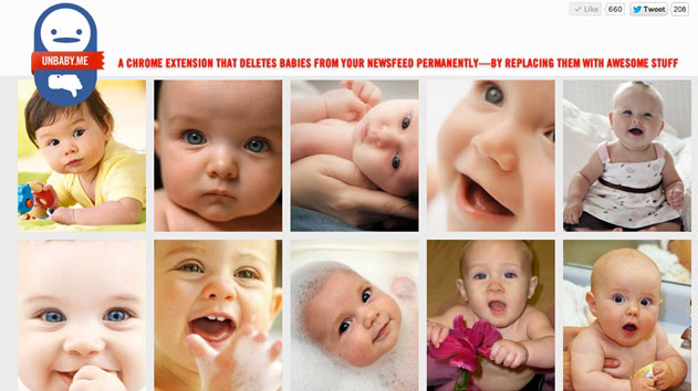 Unbaby.me Replaces Facebook Baby Photos With Awesome Stuff