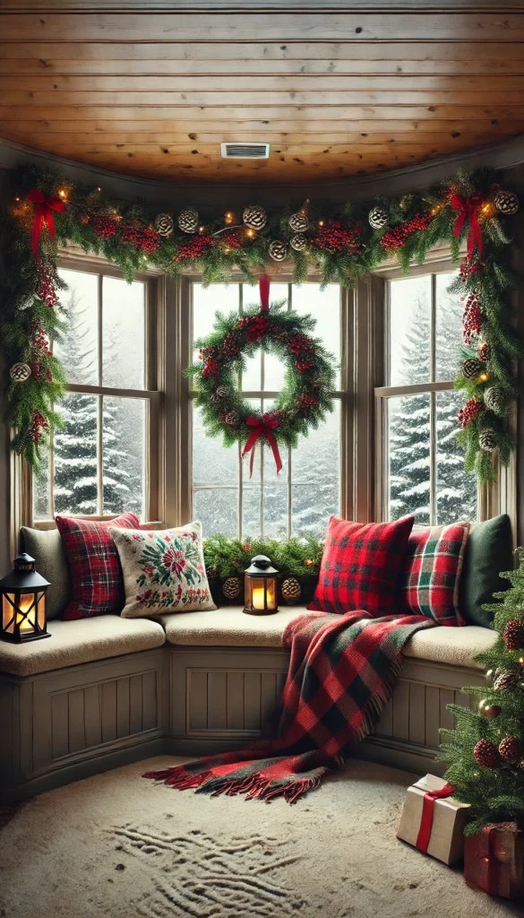 17+ Inspiring Bay Window Christmas Decor Ideas for a Festive Vibe 🌟