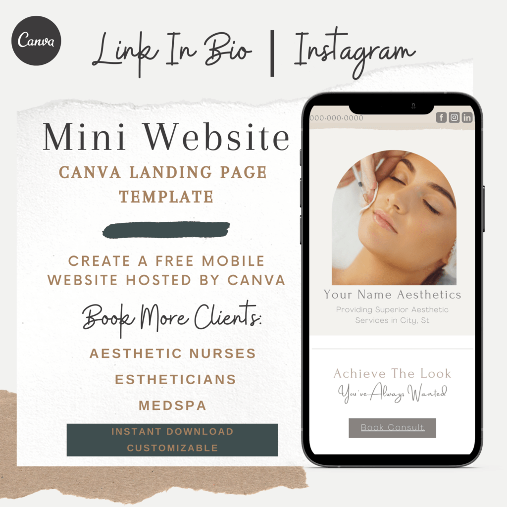 Landing Page Nurse Injector Instagram Bio Booking Page Link in Bio Botox Nurse Launched