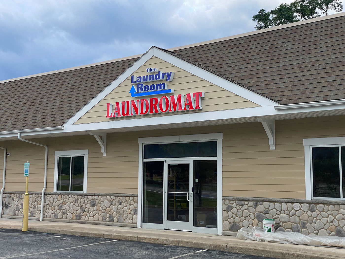 State of the art, self service laundromat with 40 washing machines