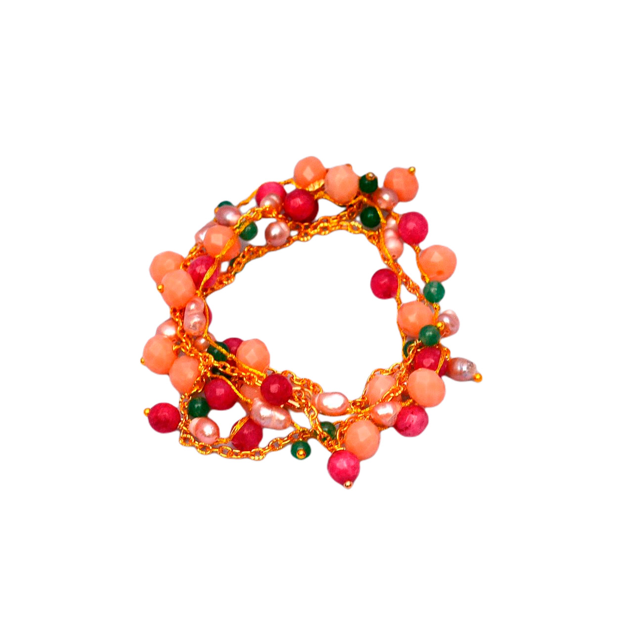 Pulsera o collar corto o largo que puede utilizarse en tres posiciones