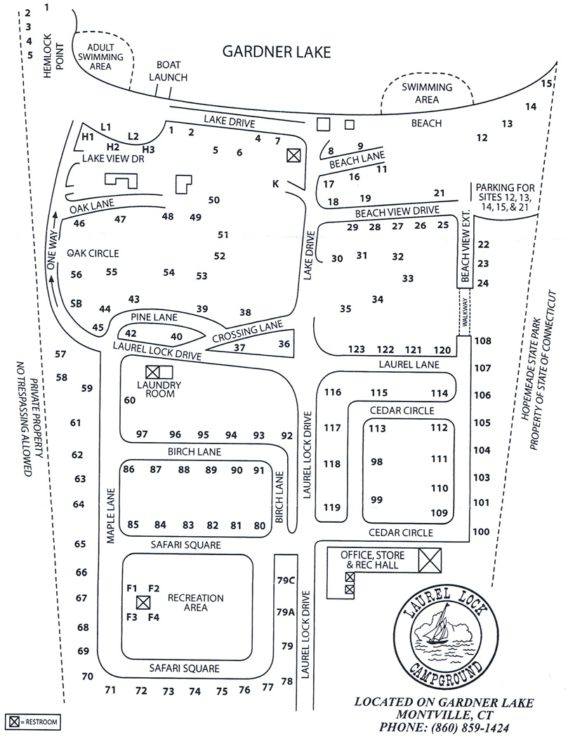 Laurel Lock Map of Camp Sites