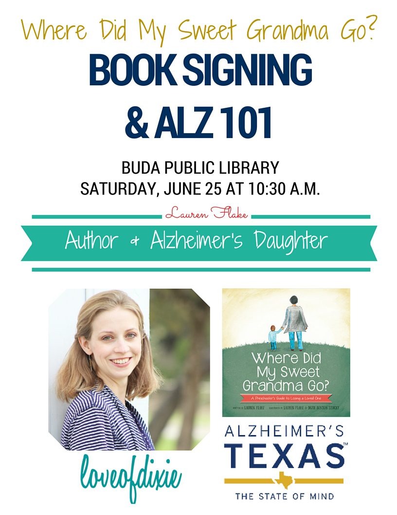 Buda Library Sweet Grandma Book Signing Flyer Lauren Flake Grief