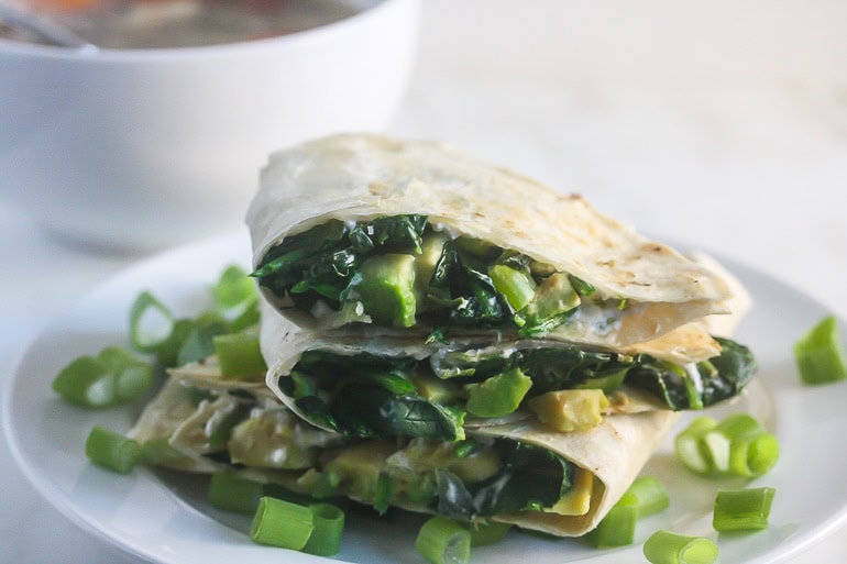 Spinach Avocado Goat Cheese Quesadillas