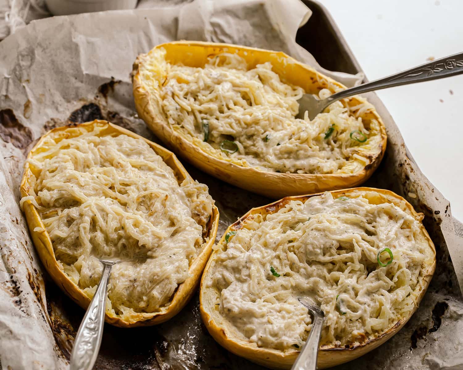 Alfredo Spaghetti Squash {Vegan, Gluten Free, Low Carb, Sugar Free